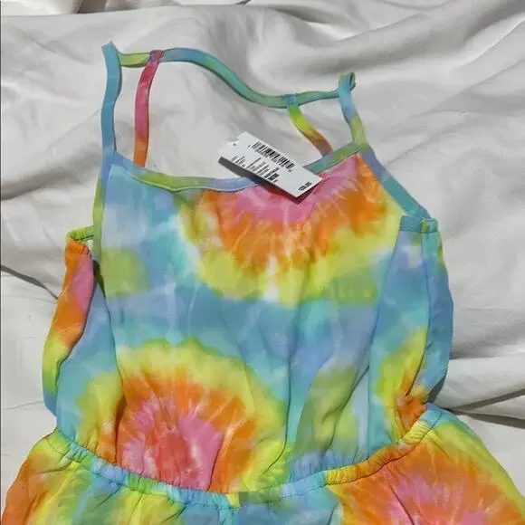 Children’s place m 7/8 Colorful Tie-Dye Dress hi low pointed hemline nwt lined - Picture 2 of 10